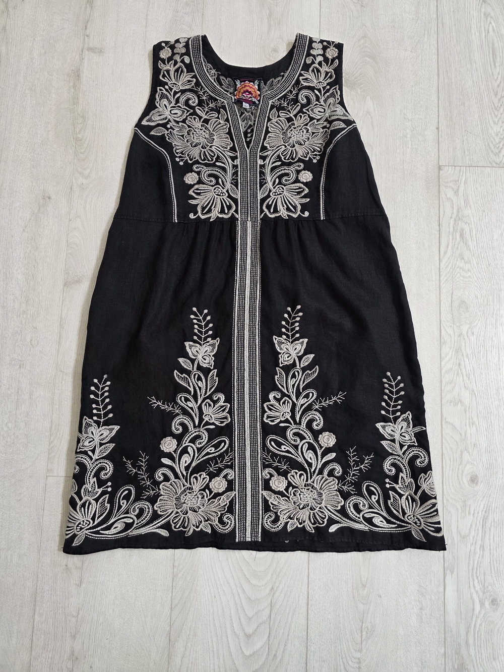 Johnny Was All Over Embroidered Black And White Dress Plus Sized SzXXL